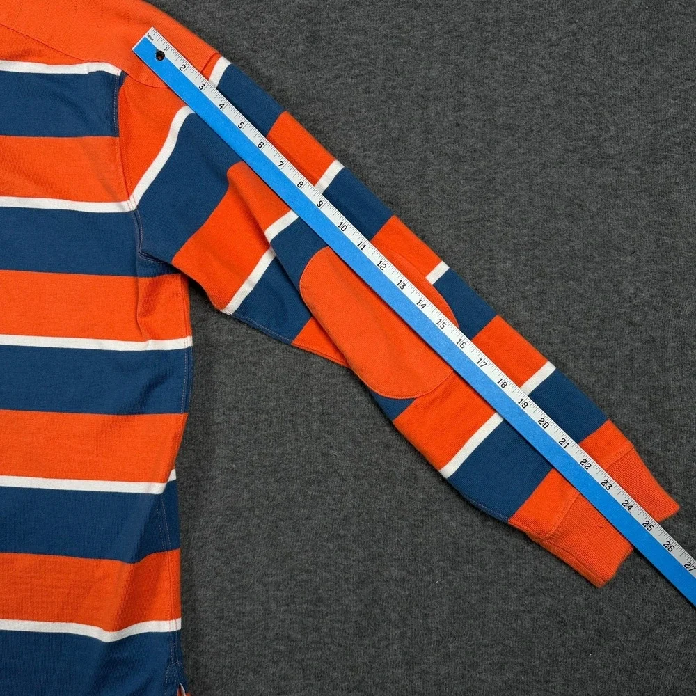 VTG Ralph Lauren Polo Jeans Co Rugby Shirt Mens Large Orange Navy Stripe 90s Y2K